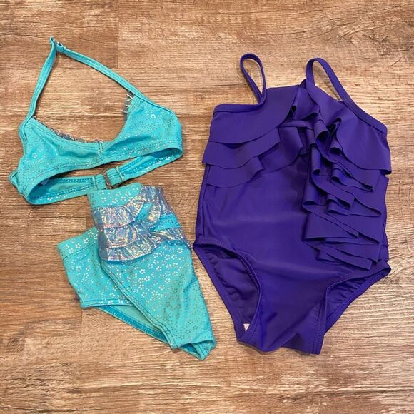 Wave Zone Bikini Two Piece Old Navy Purple One Piece Swimsuit Bundle Set Size 18 - Picture 2 of 9
